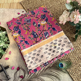 Vriksham Pink Kalamkari Saree With Gatti Border-VS4404